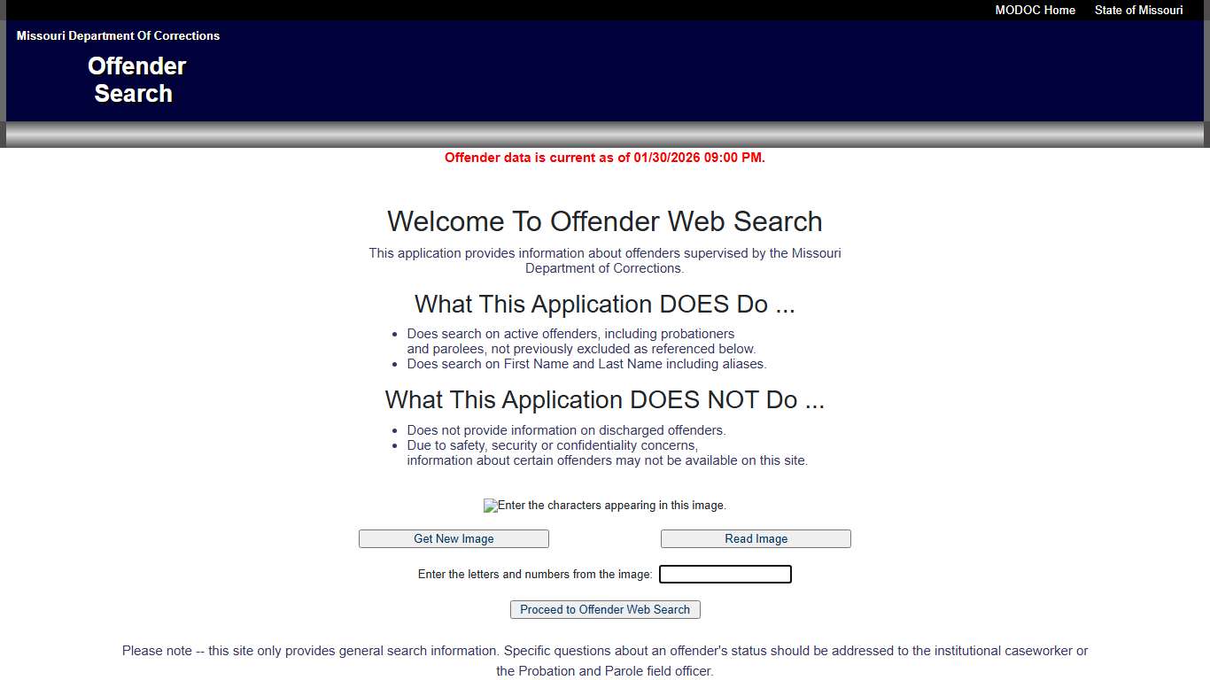 MODOC Offender Search